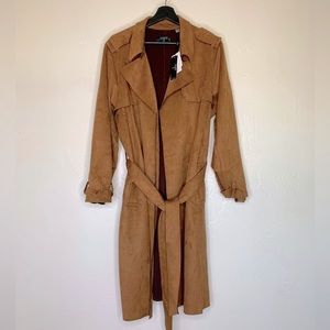 Tahari Faux Suede Trench Coat